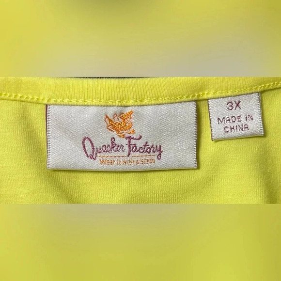 Quacker Factory Yellow Square Neck Sparkle Detail Tunic Top Tee Plus Size NWOT - Picture 7 of 9